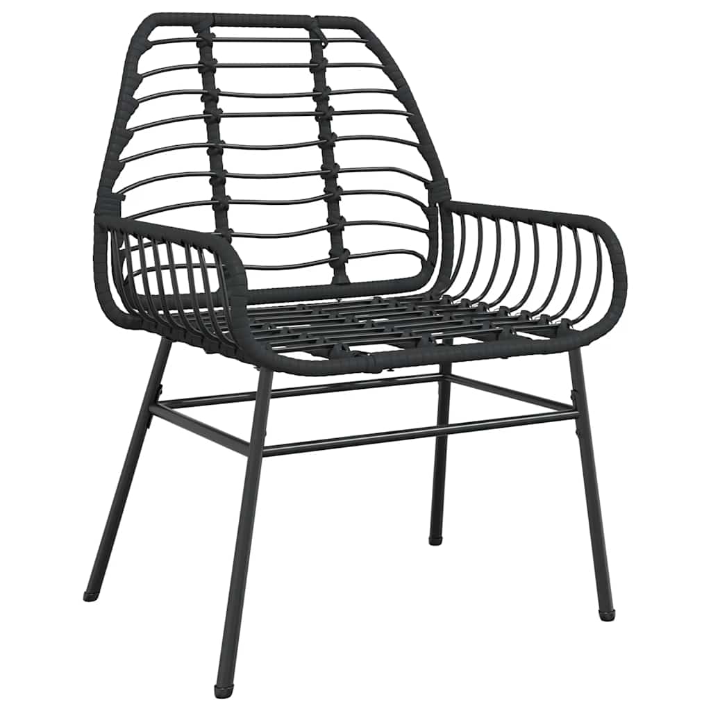 5-delige Tuinset poly rattan glas zwart