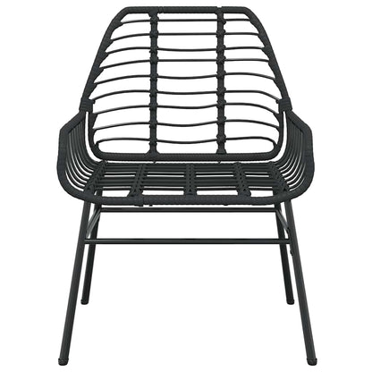 7-delige Tuinset poly rattan glas zwart