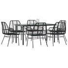 7-piece garden furniture set poly rattan glass black
