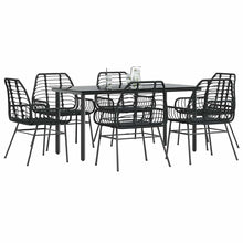 7-delige Tuinset poly rattan glas zwart