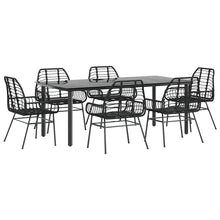7-delige Tuinset poly rattan glas zwart