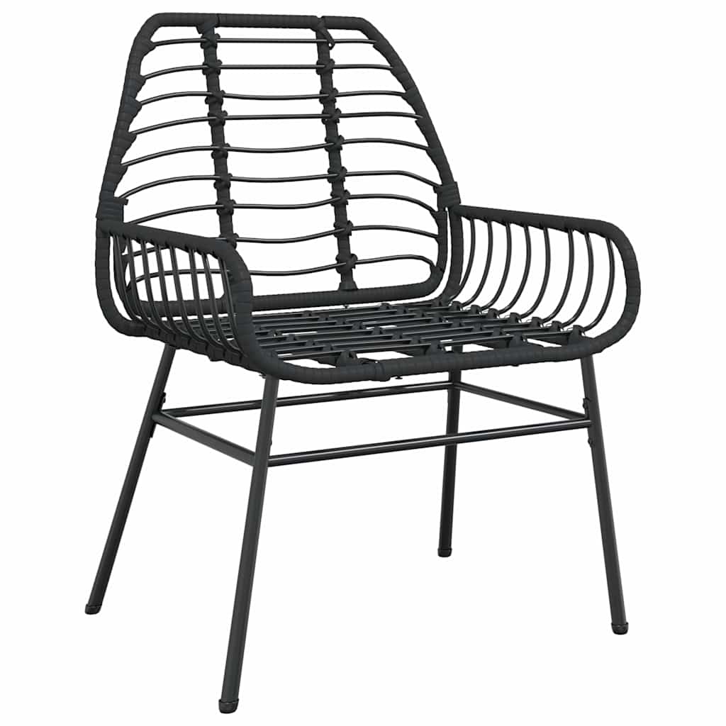 7-delige Tuinset poly rattan glas zwart