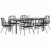Tuinset 7-delig poly rattan zwart glas