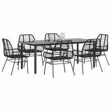 7-delige Tuinset poly rattan glas zwart