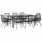 Tuinset 9-delig poly rattan zwart