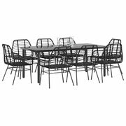 Tuinset 9-delig poly rattan zwart