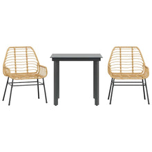3-delige Tuinset poly rattan glas bruin