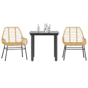 Tuinset 3-delig poly rattan bruin glas
