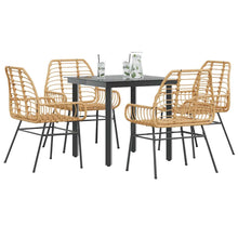 5-delige Tuinset poly rattan glas bruin