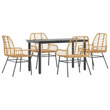 5-delige Tuinset poly rattan glas bruin