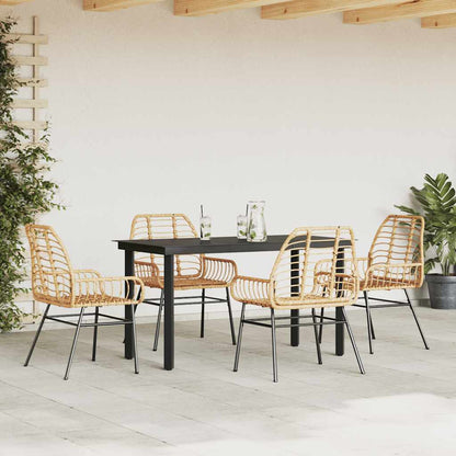 5-delige Tuinset poly rattan glas bruin
