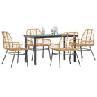Tuinset 5-delig poly rattan bruin glas