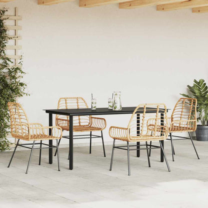 5-delige Tuinset poly rattan glas bruin