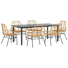 7-delige Tuinset poly rattan glas bruin