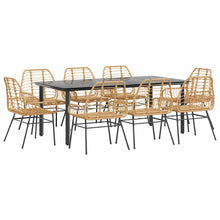 9-delige Tuinset poly rattan glas bruin