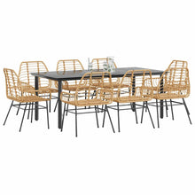 9-delige Tuinset poly rattan glas bruin