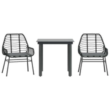 3-Delige Tuinset Met Kussens Poly Rattan Glas 2 80 x 80 x 74 cm Zwart en donkergrijs