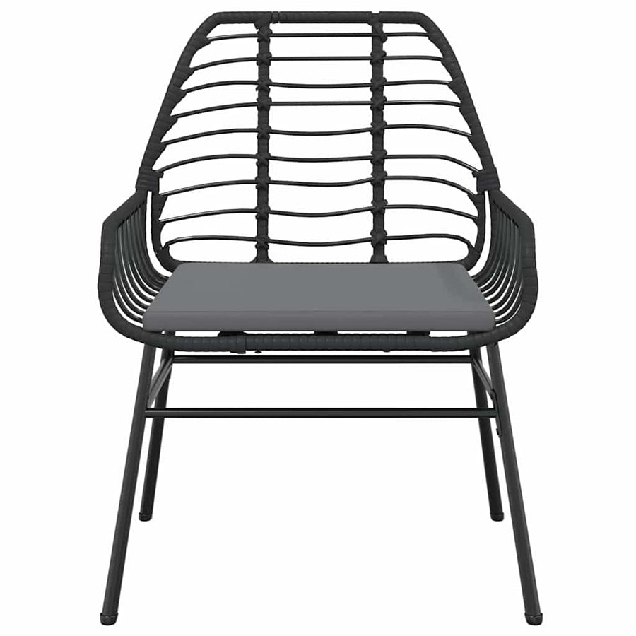 3-Delige Tuinset Met Kussens Poly Rattan Glas 2 80 x 80 x 74 cm Zwart en donkergrijs