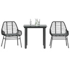 Tuinset 3-delig poly rattan zwart met kussens