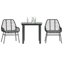 3-Delige Tuinset Met Kussens Poly Rattan Glas 2 80 x 80 x 74 cm Zwart en donkergrijs