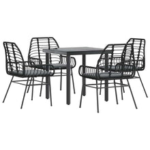5-Delige Tuinset Met Kussens Poly Rattan Glas 4 80 x 80 x 74 cm Zwart en donkergrijs