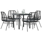 Tuinset 5-delig poly rattan zwart met kussens