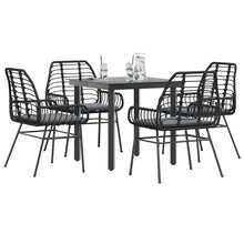 5-Delige Tuinset Met Kussens Poly Rattan Glas 4 80 x 80 x 74 cm Zwart en donkergrijs