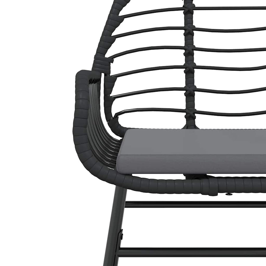 5-Delige Tuinset Met Kussens Poly Rattan Glas 4 140 x 70 x 74 cm Zwart en donkergrijs