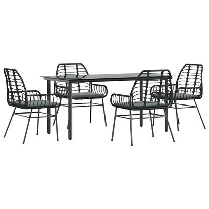 5-Delige Tuinset Met Kussens Poly Rattan Glas 4 160 x 80 x 74 cm Zwart en donkergrijs