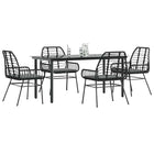 Tuinset 5-delig poly rattan zwart met kussens