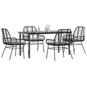 Tuinset 5-delig poly rattan zwart met kussens