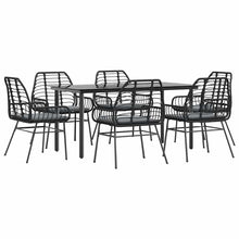 7-Delige Tuinset Met Kussens Poly Rattan Glas 6 160 x 80 x 74 cm Zwart en donkergrijs