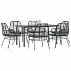 Tuinset 7-delig poly rattan zwart met glas