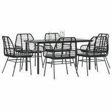 7-Delige Tuinset Met Kussens Poly Rattan Glas 6 160 x 80 x 74 cm Zwart en donkergrijs