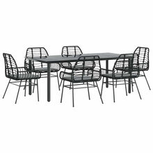 7-Delige Tuinset Met Kussens Poly Rattan Glas 6 200 x 100 x 74 cm Zwart en donkergrijs