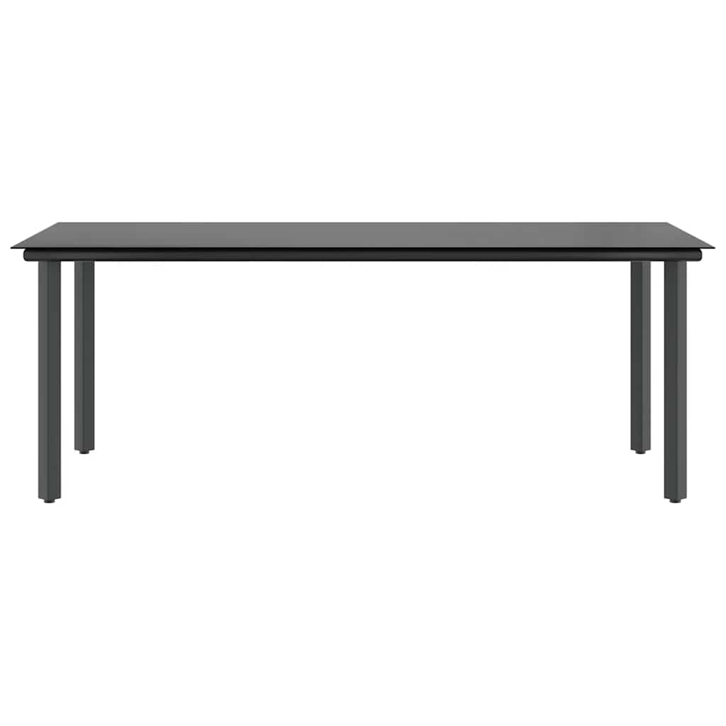 7-Delige Tuinset Met Kussens Poly Rattan Glas 6 200 x 100 x 74 cm Zwart en donkergrijs