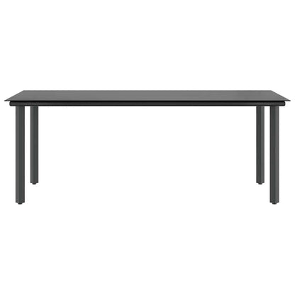 7-Delige Tuinset Met Kussens Poly Rattan Glas 6 200 x 100 x 74 cm Zwart en donkergrijs