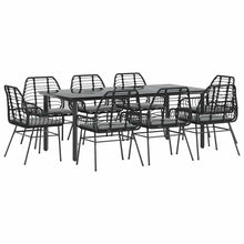 9-Delige Tuinset Met Kussens Poly Rattan Glas 8 200 x 100 x 74 cm Zwart en donkergrijs