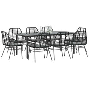 Tuinset 9-delig poly rattan zwart met kussens