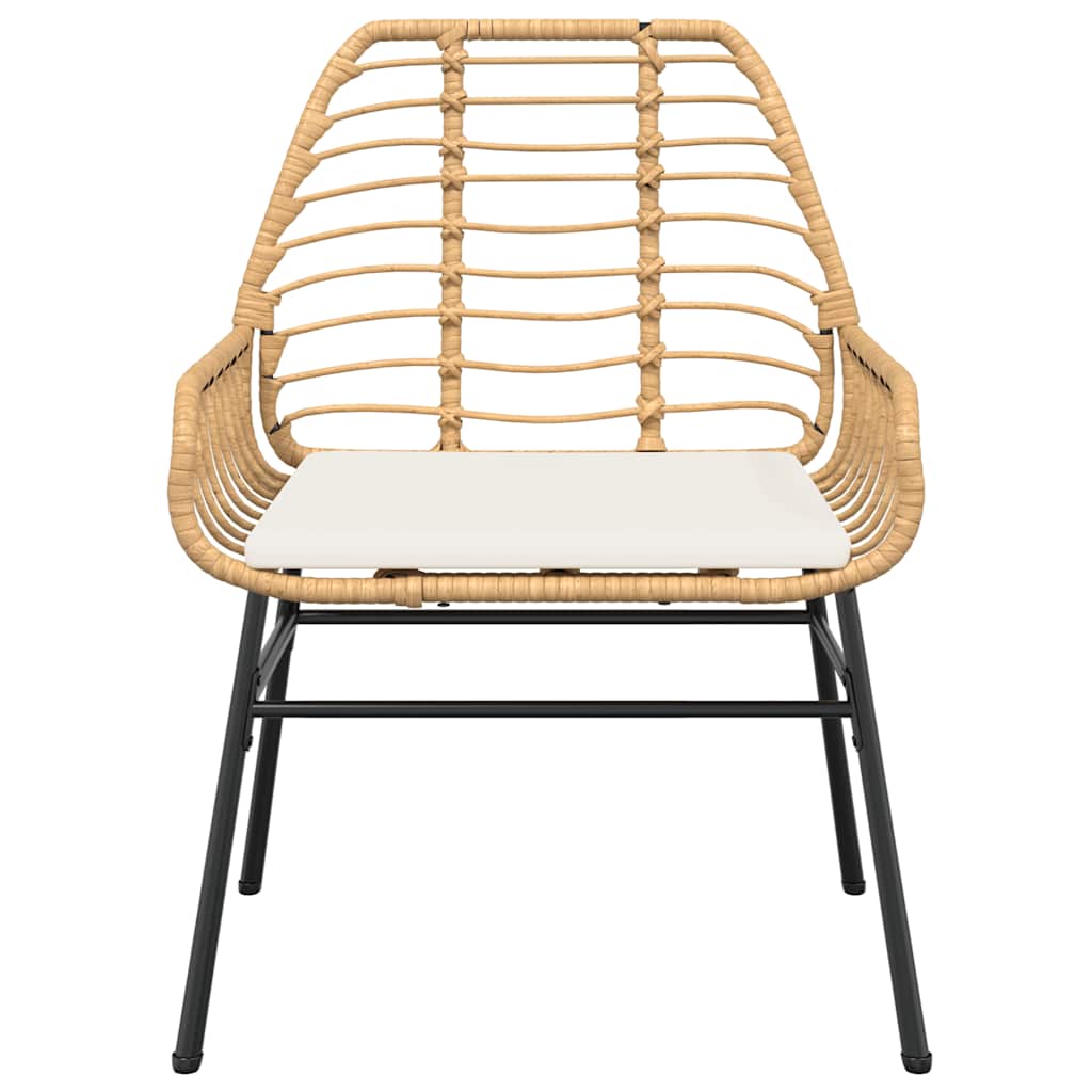 3-Delige Tuinset Met Kussens Poly Rattan Glas 2 80 x 80 x 74 cm Bruin en crèmewit