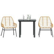 Tuinset 3-delig poly rattan bruin met kussens