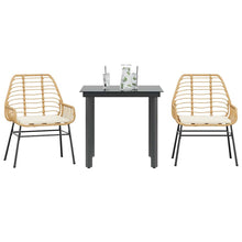 3-Delige Tuinset Met Kussens Poly Rattan Glas 2 80 x 80 x 74 cm Bruin en crèmewit