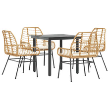 5-Delige Tuinset Met Kussens Poly Rattan Glas 4 80 x 80 x 74 cm Bruin en crèmewit