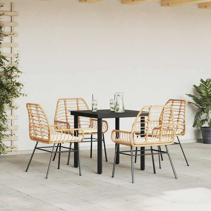 5-Delige Tuinset Met Kussens Poly Rattan Glas 4 80 x 80 x 74 cm Bruin en crèmewit