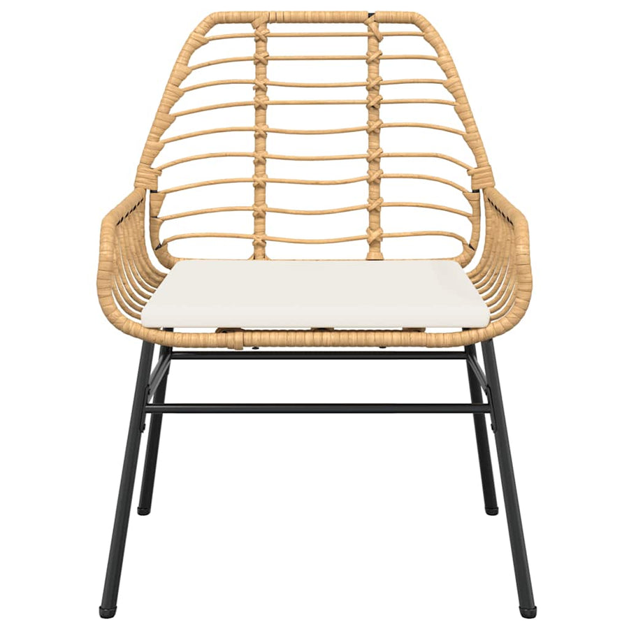 5-Delige Tuinset Met Kussens Poly Rattan Glas 4 80 x 80 x 74 cm Bruin en crèmewit