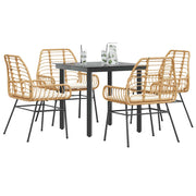 5-piece Garden Furniture Set with Cushions Poly Rattan Glass Brown