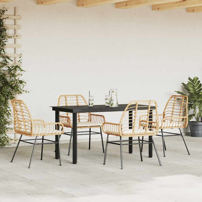 5-Delige Tuinset Met Kussens Poly Rattan Glas 4 140 x 70 x 74 cm Bruin en crèmewit