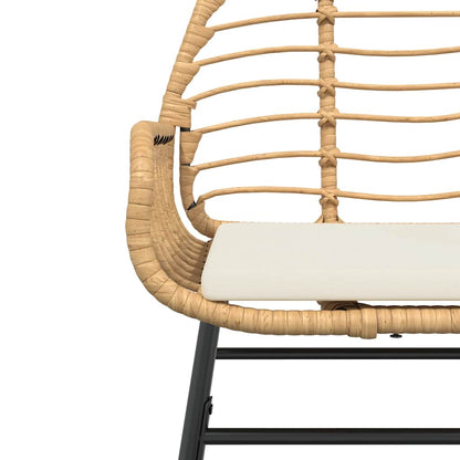 5-Delige Tuinset Met Kussens Poly Rattan Glas 4 140 x 70 x 74 cm Bruin en crèmewit