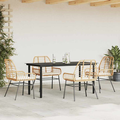 5-Delige Tuinset Met Kussens Poly Rattan Glas 4 160 x 80 x 74 cm Bruin en crèmewit