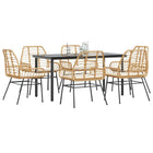 Tuinset 7-delig poly rattan bruin met kussens